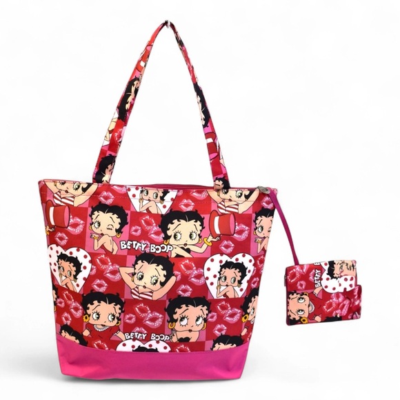 NWT Betty Boop Red & pink Tote Bag AH & change purse - Picture 1 of 5
